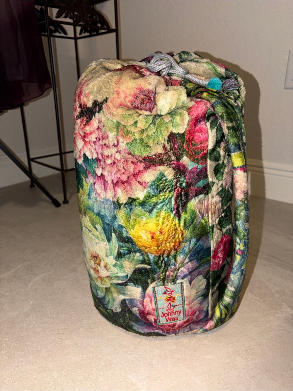 Johnny Was Blanket with Boho Drawstring Bag